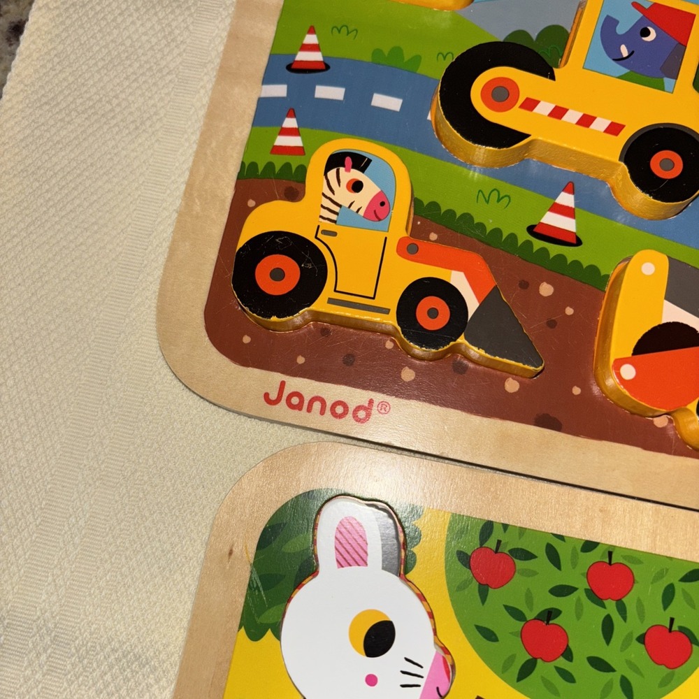 Janod Wood Construction Site And Bunny, Wood Puzzles, All Pieces Available 3439 - Picture 4 of 7